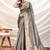 Grey soft linen tissue border work saree