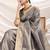 Grey soft linen tissue border work saree