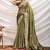 Olive green soft linen tissue border work saree