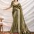 Olive green soft linen tissue border work saree