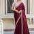maroon satin velvet saree with blouse piece