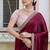 maroon satin velvet saree with blouse piece