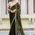 mehendi green satin velvet saree with blouse piece