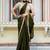 mehendi green satin velvet saree with blouse piece
