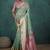 light blue linen blend woven sequin work saree
