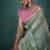 light blue linen blend woven sequin work saree