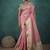 light pink linen blend woven sequin work saree