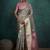 light grey linen blend woven sequin work saree
