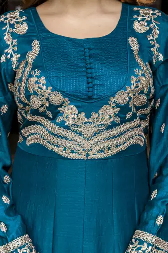 Trendmalls Art Silk Embroidery Work Anarkali Kurta Pant with Net Dupatta Set For Women