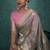 light grey linen blend woven sequin work saree