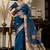 Teal blue cutdana work kota linen saree