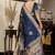 Teal blue cutdana work kota linen saree