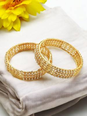 Set of 2 silver plated beads studded bangles 1