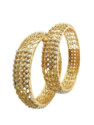 Set of 2 silver plated beads studded bangles 2