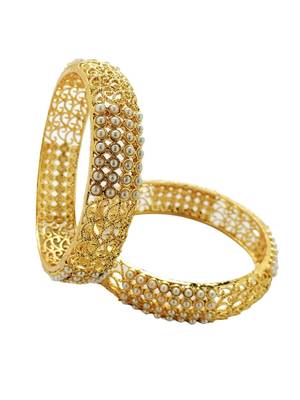 Set of 2 silver plated beads studded bangles 3