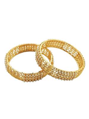 Set of 2 silver plated beads studded bangles 4