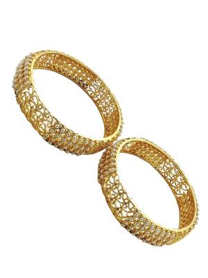 Set of 2 silver plated beads studded bangles 5