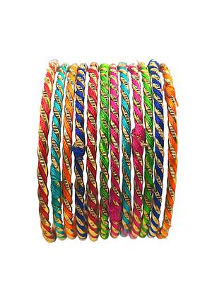 Set of 12 multicolour thread bangles set 2