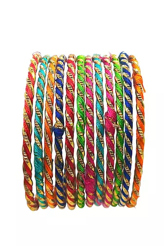 Set of 12 multicolour thread bangles set