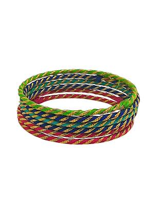 Set of 12 multicolour thread bangles set 5