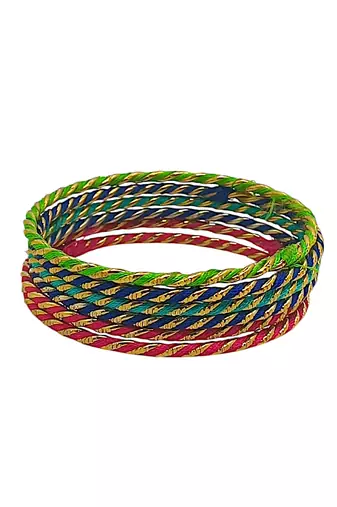 Set of 12 multicolour thread bangles set