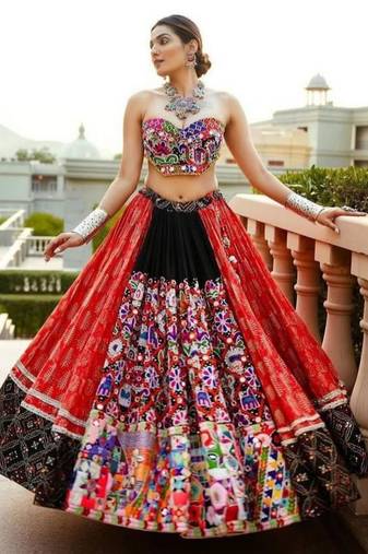 Vibrant Multicolor Traditional Embroidered Lehenga Set