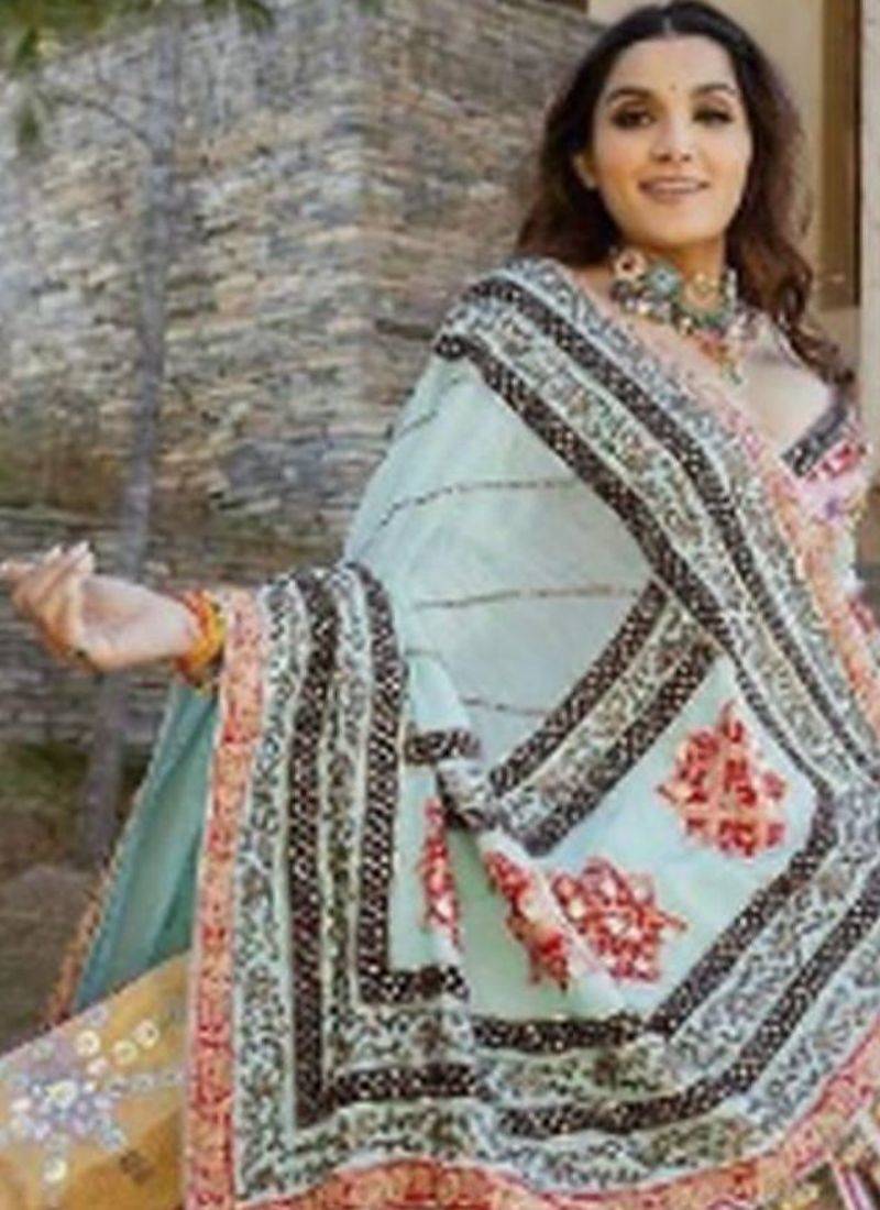 Vibrant Multicolor Traditional Lehenga with Intricate Embroidery and Dupatta