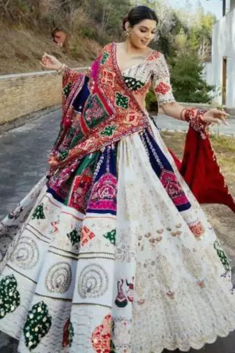 Traditional Ethnic Lehenga with Colorful Artistic Prints and Intricate Embroidery