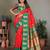 Red silk blend silver golden zari weaving banarasi saree with paisley zari border