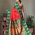 Red silk blend silver golden zari weaving banarasi saree with paisley zari border