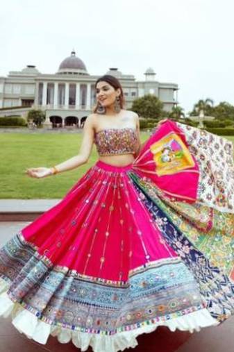 Vibrant Patchwork Lehenga with Embroidered Choli and Mirror-Embellished Dupatta