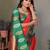 Red silk blend silver golden zari weaving banarasi saree with paisley zari border