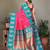 Pink silk blend silver golden zari weaving banarasi saree with paisley zari border