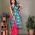 Pink silk blend silver golden zari weaving banarasi saree with paisley zari border