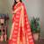 Peach silk blend silver golden zari weaving banarasi saree with paisley zari border