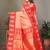 Peach silk blend silver golden zari weaving banarasi saree with paisley zari border