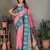 Baby pink silk blend silver golden zari weaving banarasi saree with paisley zari border