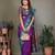 Purple silk blend silver golden zari weaving banarasi saree with paisley zari border