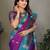 Purple silk blend silver golden zari weaving banarasi saree with paisley zari border