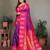 Purple silk blend silver golden zari weaving banarasi saree with paisley zari border