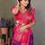 Purple silk blend silver golden zari weaving banarasi saree with paisley zari border
