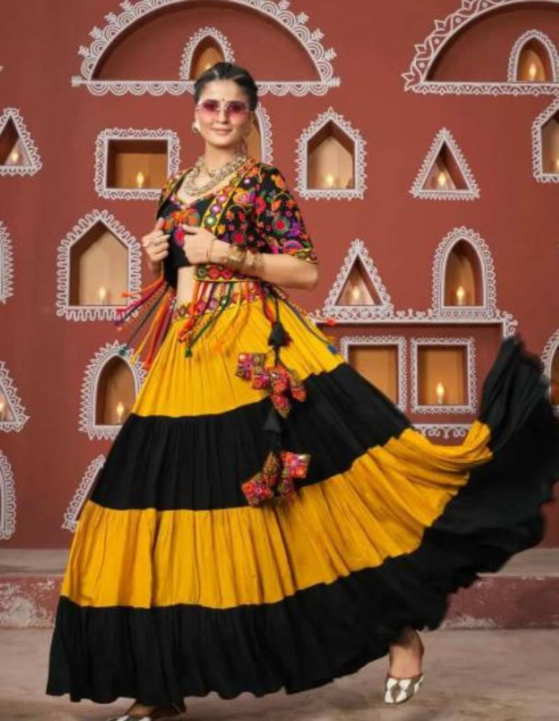 Multi-Flare Lehenga Set with Embroidered Jacket & Tassel Detailing