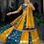 Vibrant Mustard & Teal Printed Mirror Work Lehenga Set