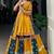Vibrant Mustard & Teal Printed Mirror Work Lehenga Set