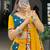 Vibrant Mustard & Teal Printed Mirror Work Lehenga Set