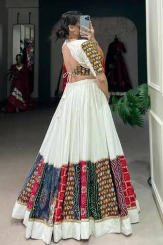 Vibrant Traditional Patchwork Lehenga Choli with Multi-Color Bandhani Dupatta
