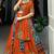Rich Orange Lehenga with Intricate Ikat and Embroidered Mirror Work
