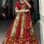 Rich Red Lehenga with Intricate Ikat and Embroidered Mirror Work
