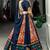 Navy-Blue Lehenga with Intricate Ikat and Embroidered Mirror Work