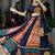 Navy-Blue Lehenga with Intricate Ikat and Embroidered Mirror Work